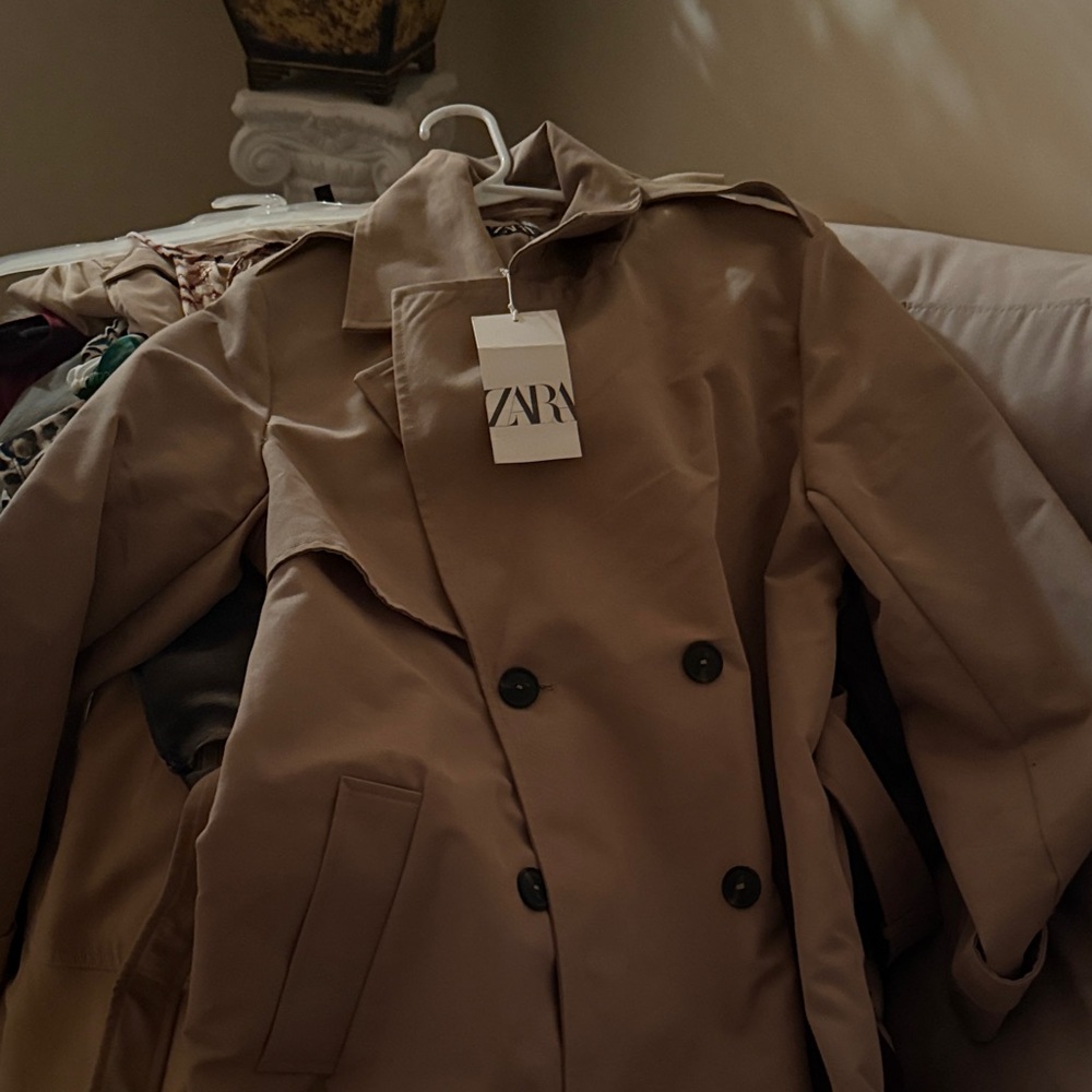 Zara Camel Double-Breasted Coat